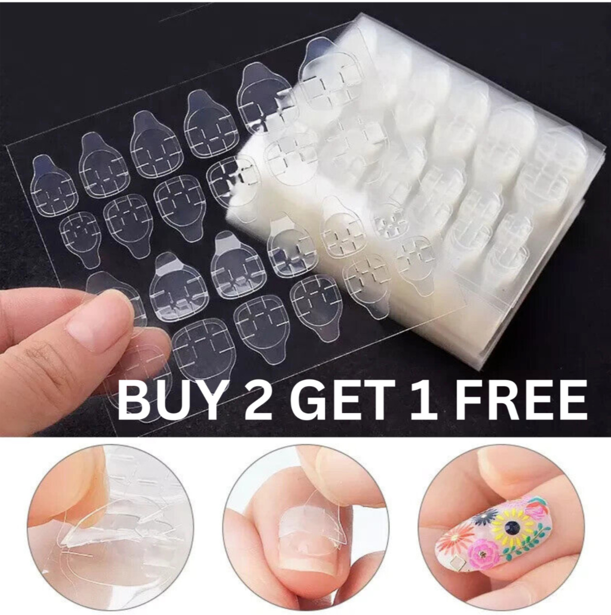 120 Adhesive Tabs Double-Sided Stickers for False Fake Nail Tip Glue Tape GB