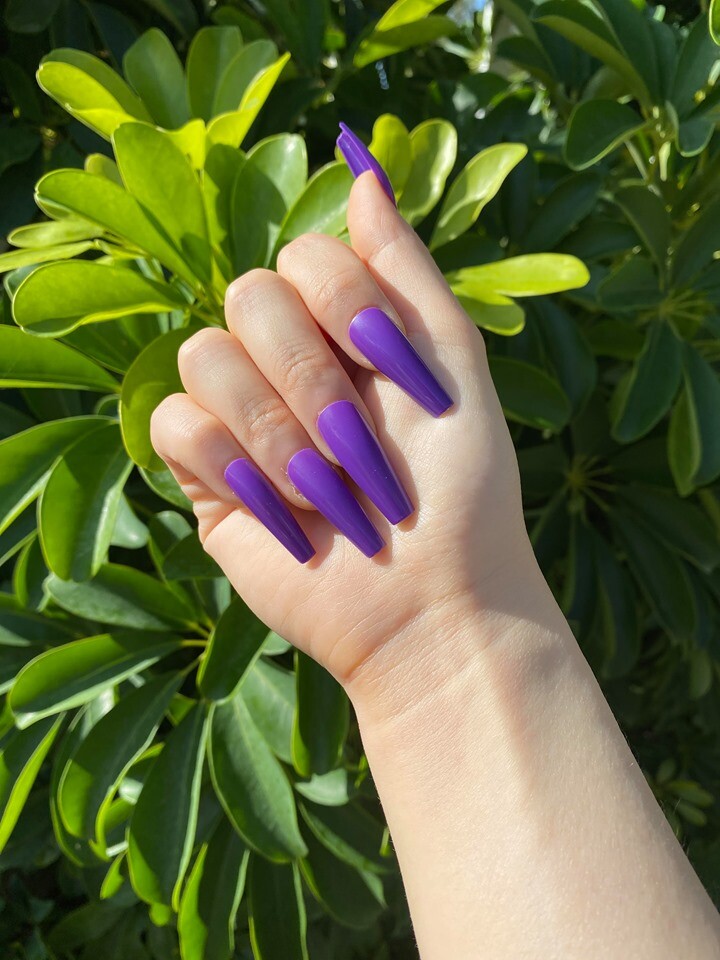 Summer Purple Glossy Press On Nails 20pcs All Sizes & Glue INCLUDED Extra Long