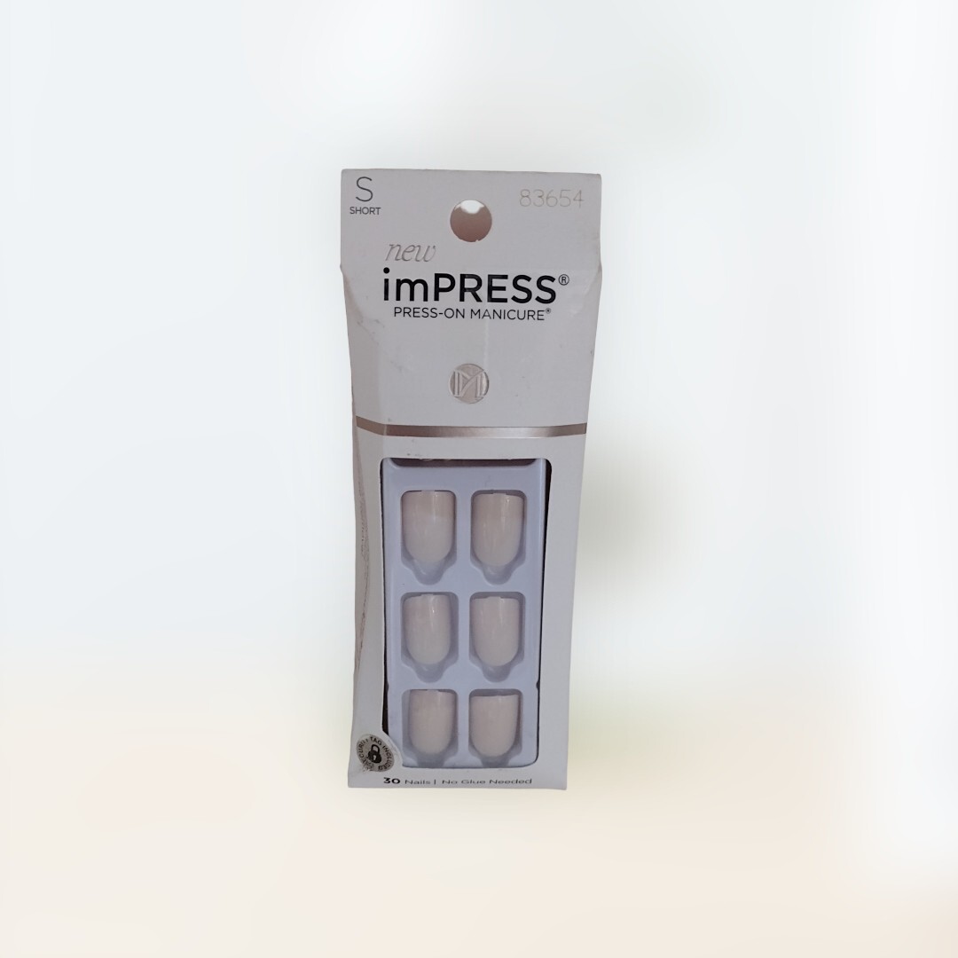 Kiss ImPRESS PEEL & PRESS ON NO GLUE MANI MANICURE 30 Short Nails BARE FRENCH