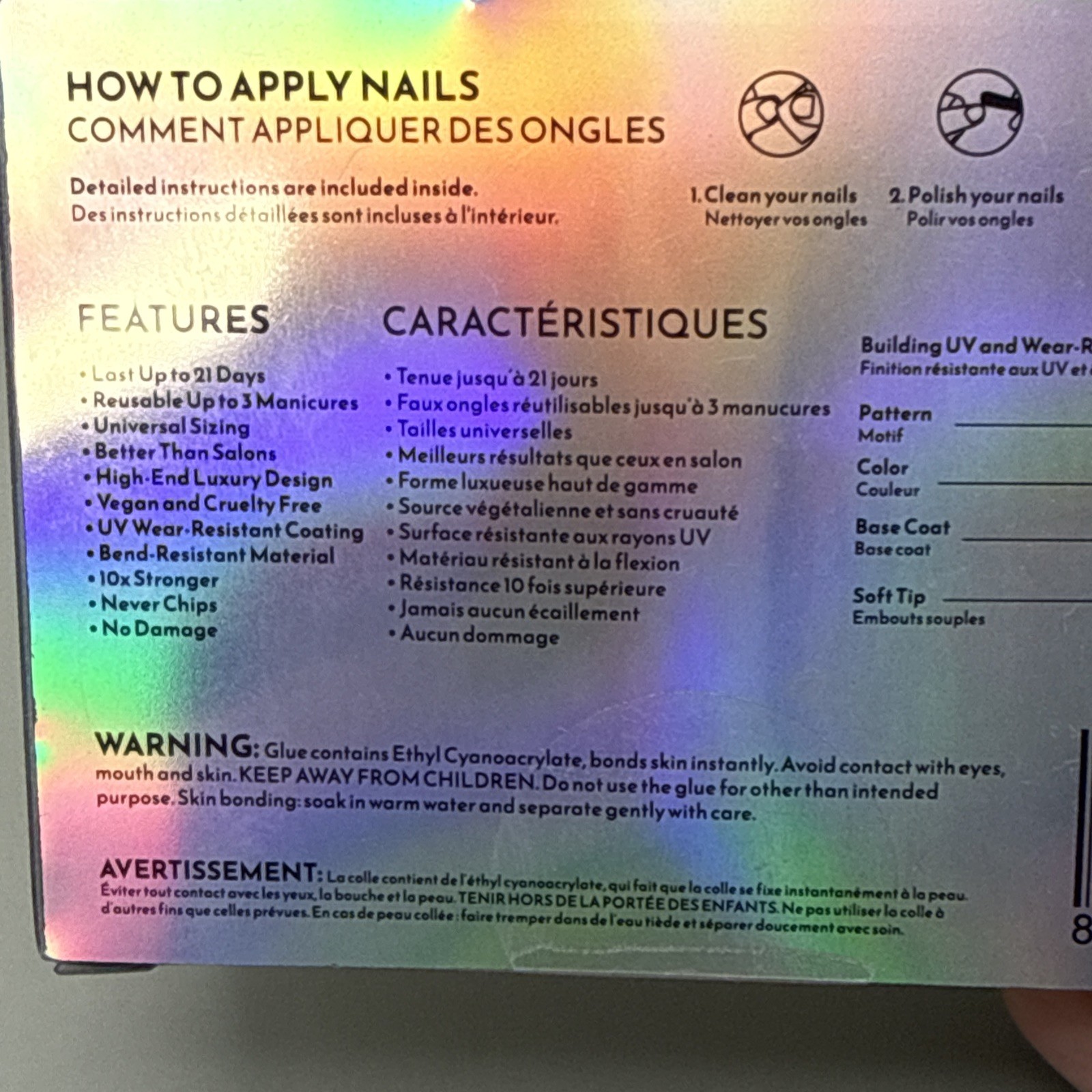 NAIL REFORMATION Salon Quality SHOOTING STAR Long Coffin Press On Nail Kit CL007