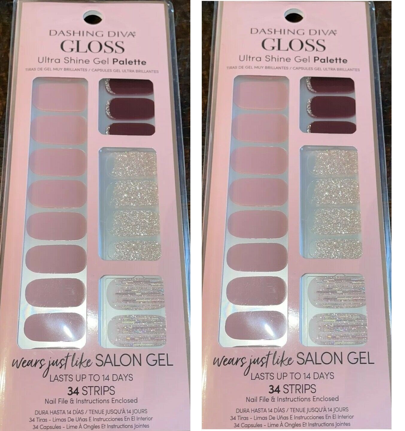 (Pack 2) Dashing Diva Gloss Gel Palette 34 Nail Strips GS147 GET NAKED
