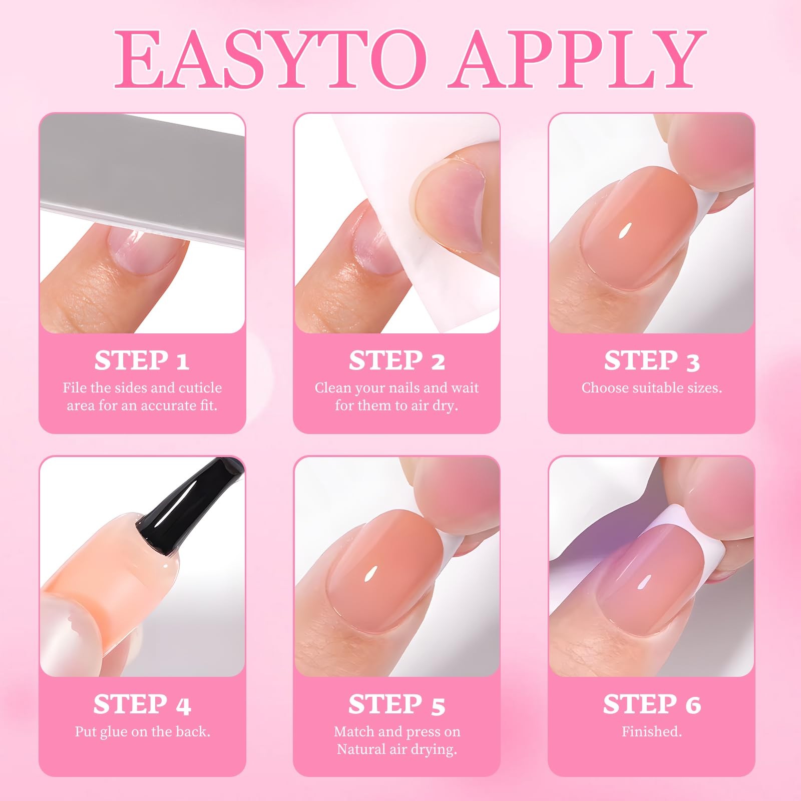 240pc Black French Tip Press on Nails Medium Square Fake Nails, French Nails …