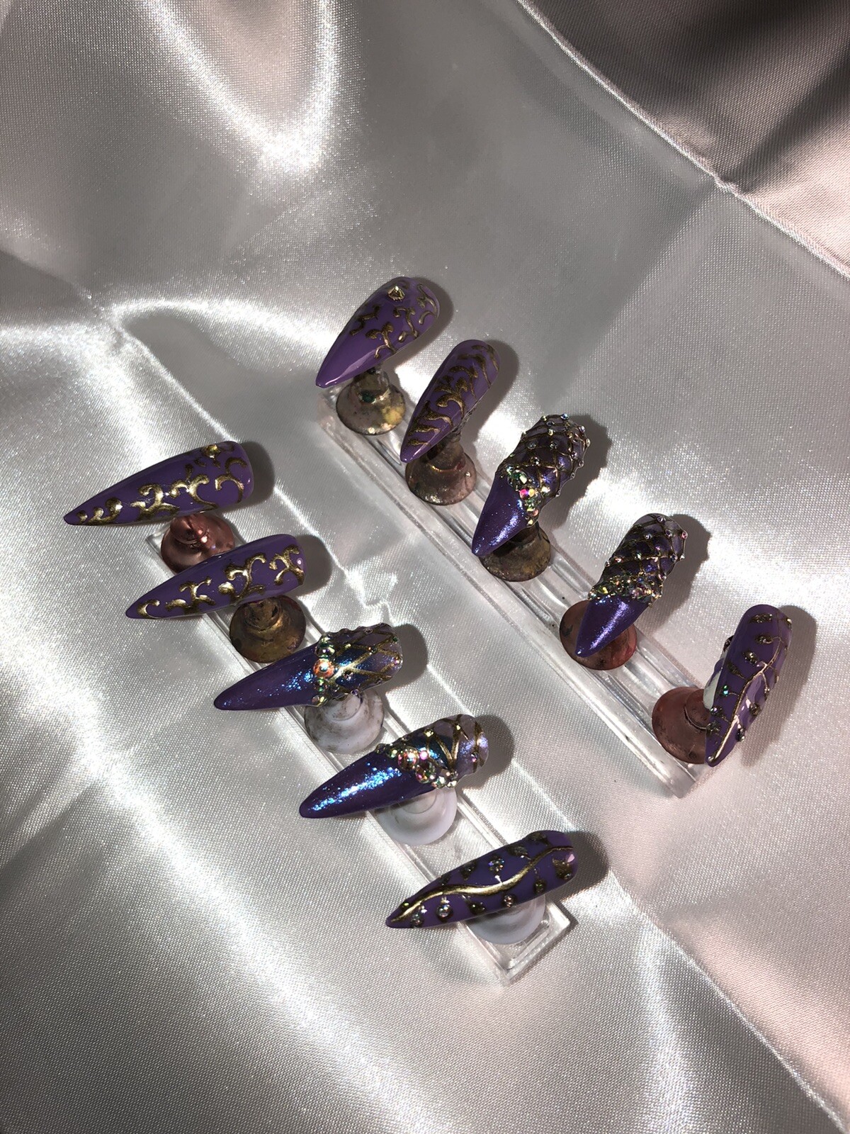 Z NAILZ! Gorgeous Set Of Handmade Custom Press On Nails| MARDI GRAS