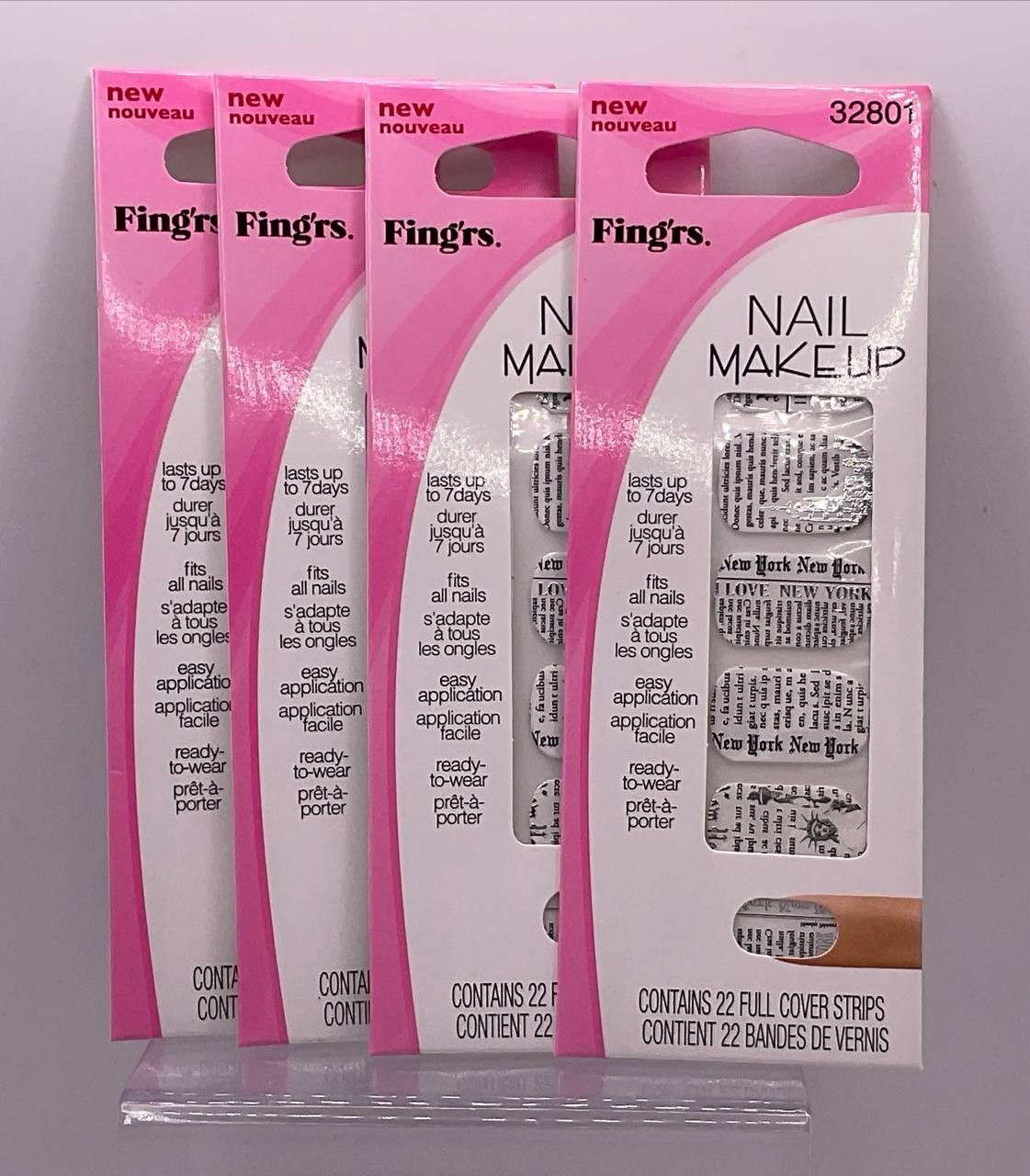 Fing’rs Nail Makeup Full Cover Strips New York Print 22 Strips 32801 LOT 4