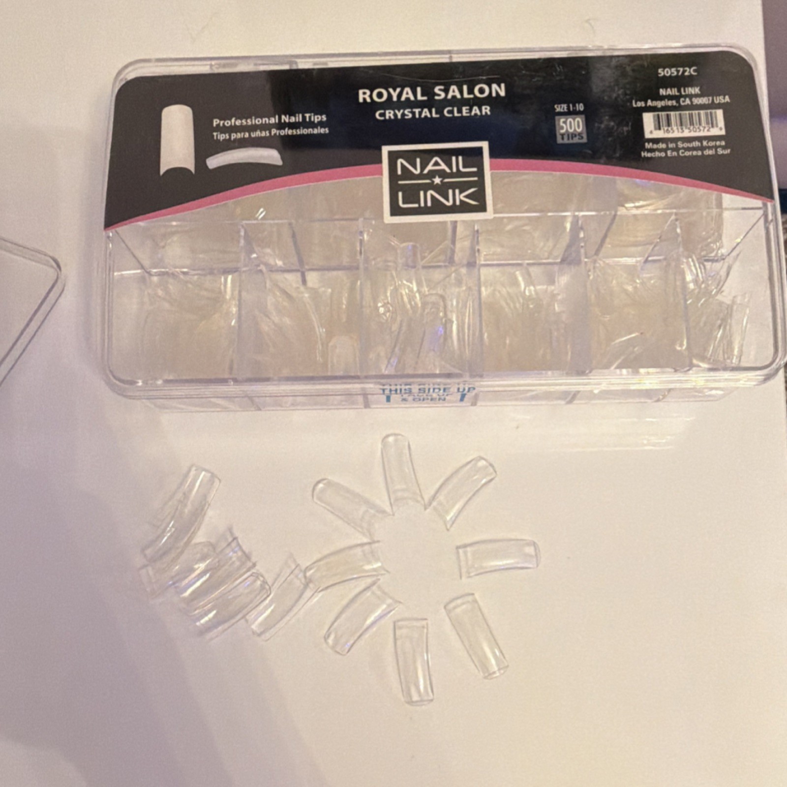 Nail Link Professional Nail Tips Crystal Clear Square 500pcs With Box