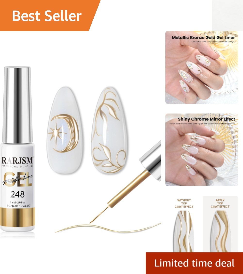 8ml Metallic Bronze Gold Nail Art Gel Liner – Chrome Mirror Effect for Elegance