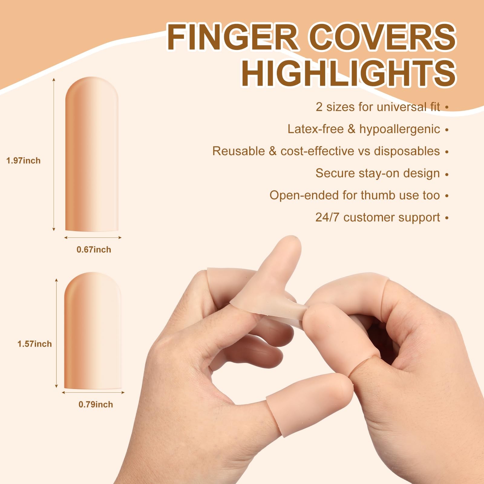 Gel Finger Cots 20Pcs -Reusable Silicone Finger & Thumb GuardsFlexible Shield…