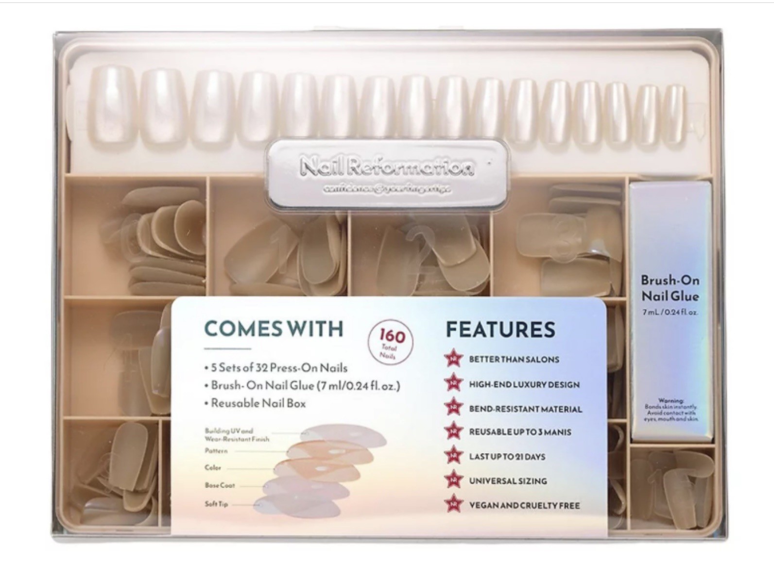 Nail Reformation Signature Nail Box Glazed Over 5 Sets of 32 Press-On Nails 160