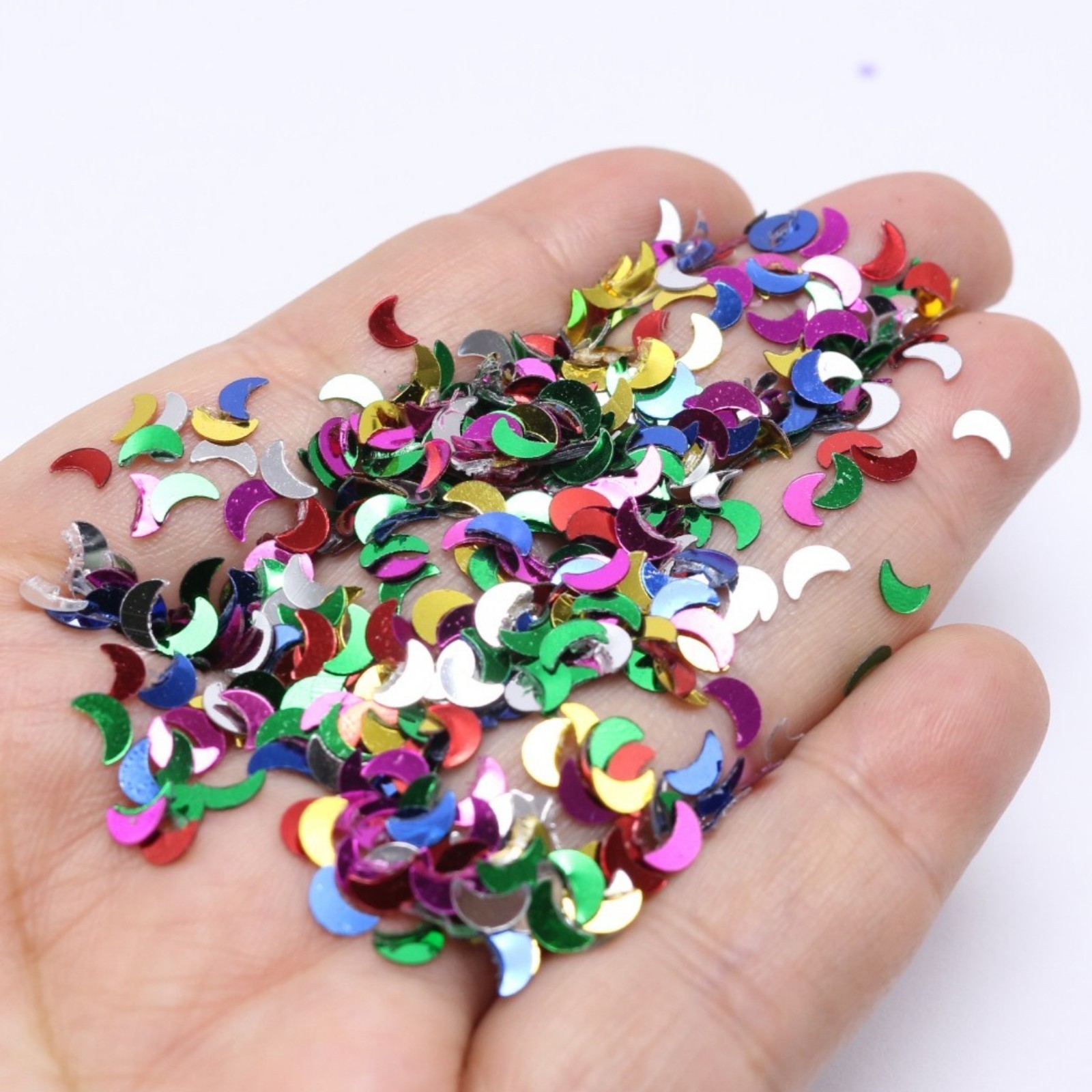 50Gram Mixed Color Metallic Moon Sequins Loose Tiny Tip 5X3mm Nail Art Scrapbook