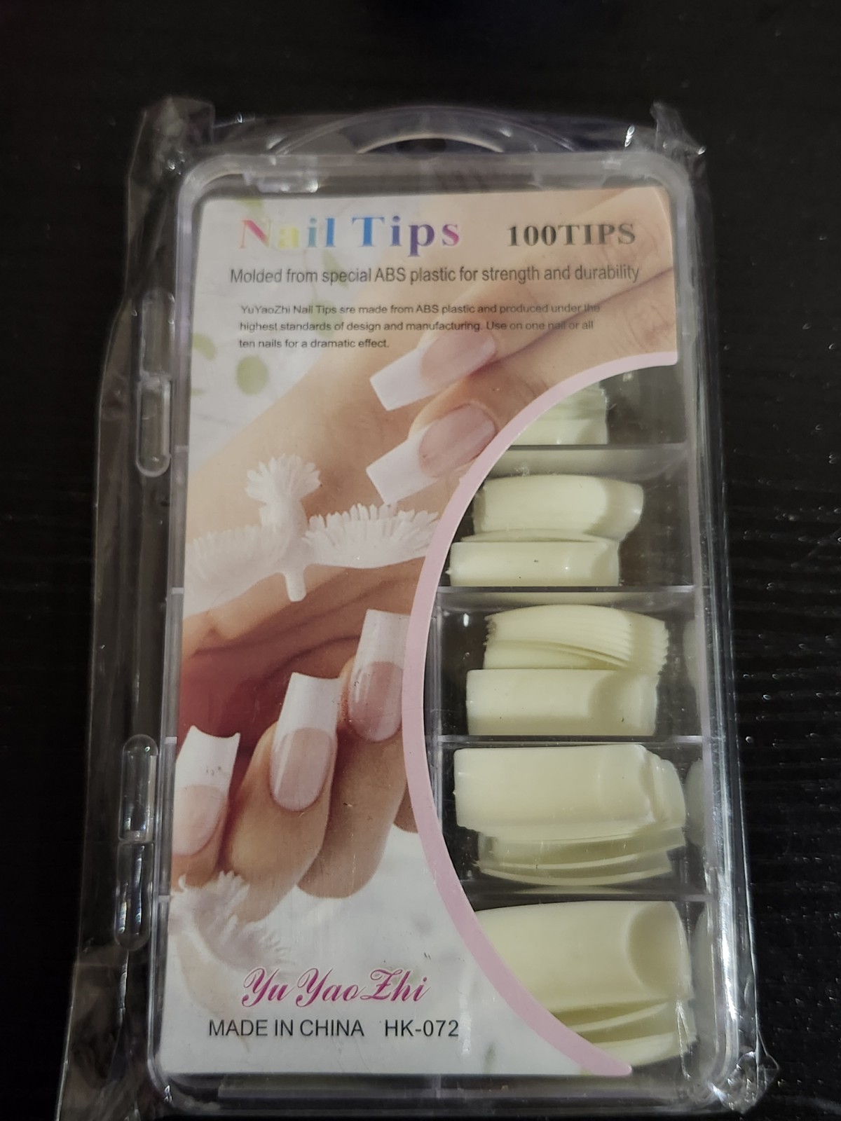Yu Yao Zhi Nail Tips 100PCS ABS Plastic Beige Square With Box HK-072