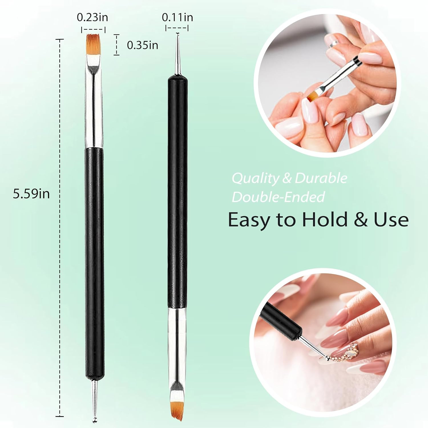 6PCS Double-Ended Nail Art Brush Kit for Gel Polish, Liner, Drawing, Dotting …