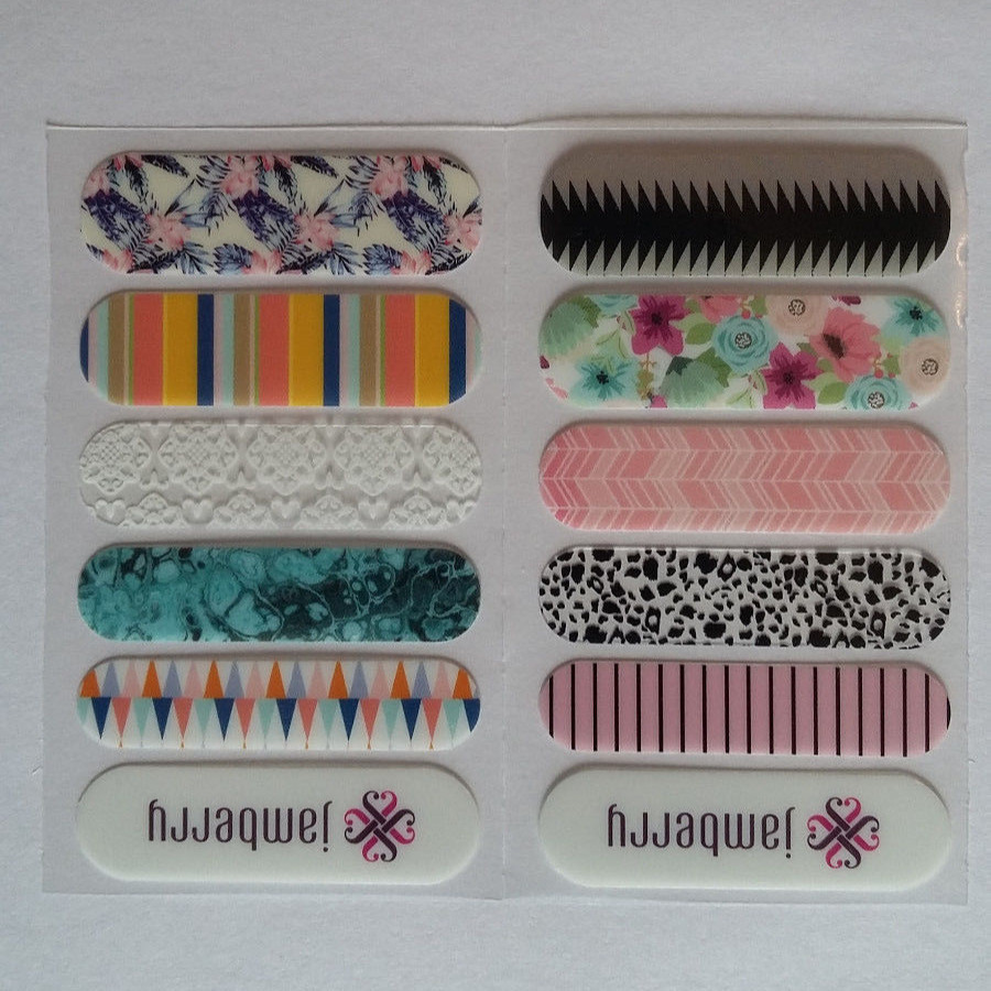 Jamberry Nail Wrap Sample Sheets 2016 Retired Designs! Animal Print Floral Pink