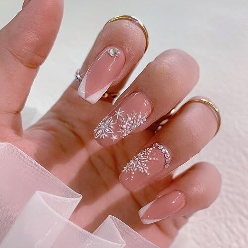5D White Snowflake Nail Art Stickers Christmas Nail Stickers Xmas Christmas C