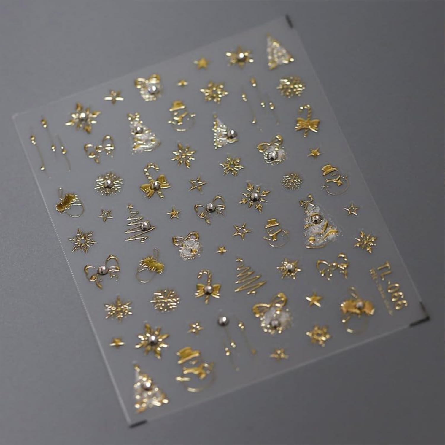 Christmas Nail Stickers 5D Embossed Gold Christmas Nail Decals Holiday Nail A…