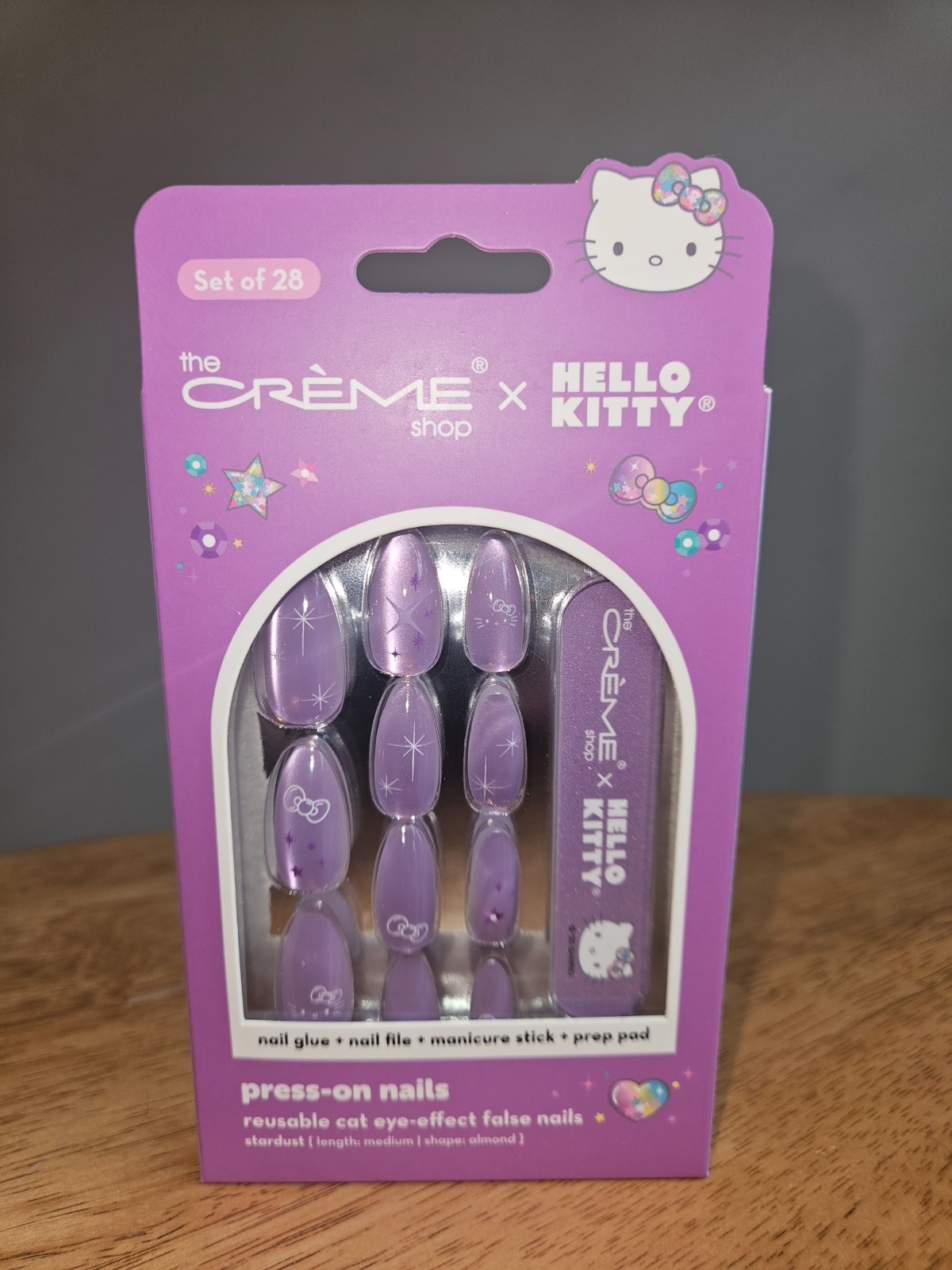 The Creme Shop Hello Kitty 28 Cat Eye ffect Press On Nails/NEW in Box! Reusable!