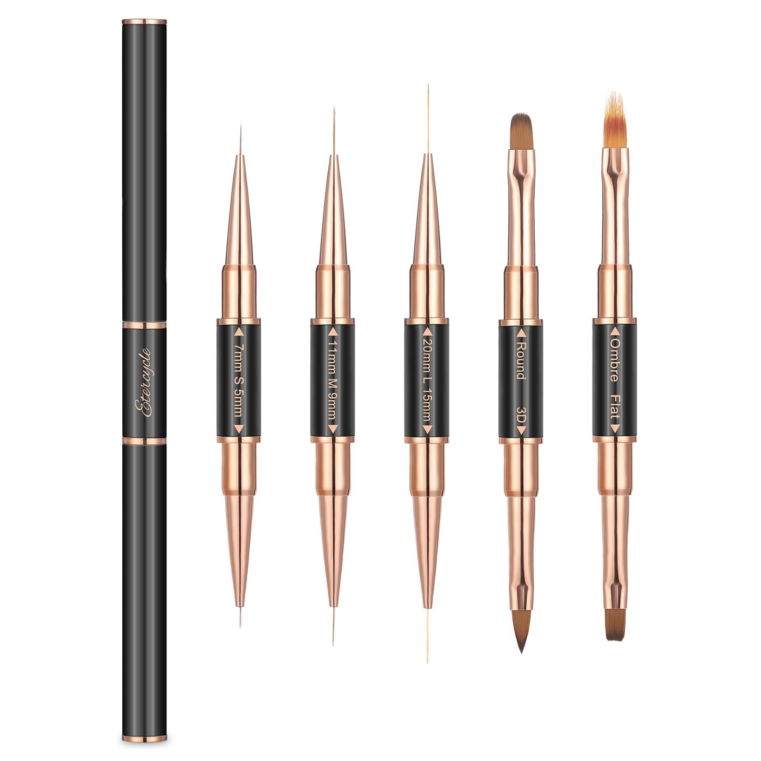 Double-Ended Acrylic Nail Art Brushes Set, Gel Polish Nail Art Design Pen Pai…