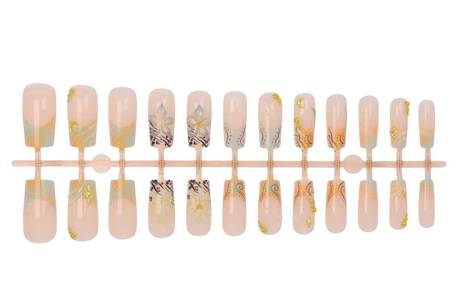 plalely Long Square Press on Nails Brown 01