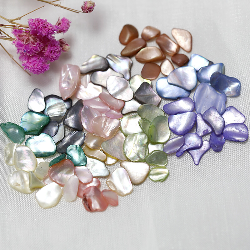 12 Grid Box – Irregular Iridescent Shell Slices Nail Art Shell Piece Painting