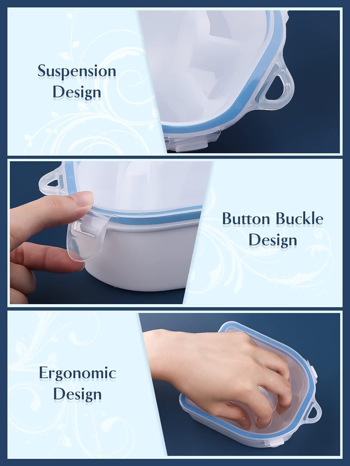 8PCS Nail Soaking Bowls Set, Manicure Spa Kit with Cuticle Tools, Blue