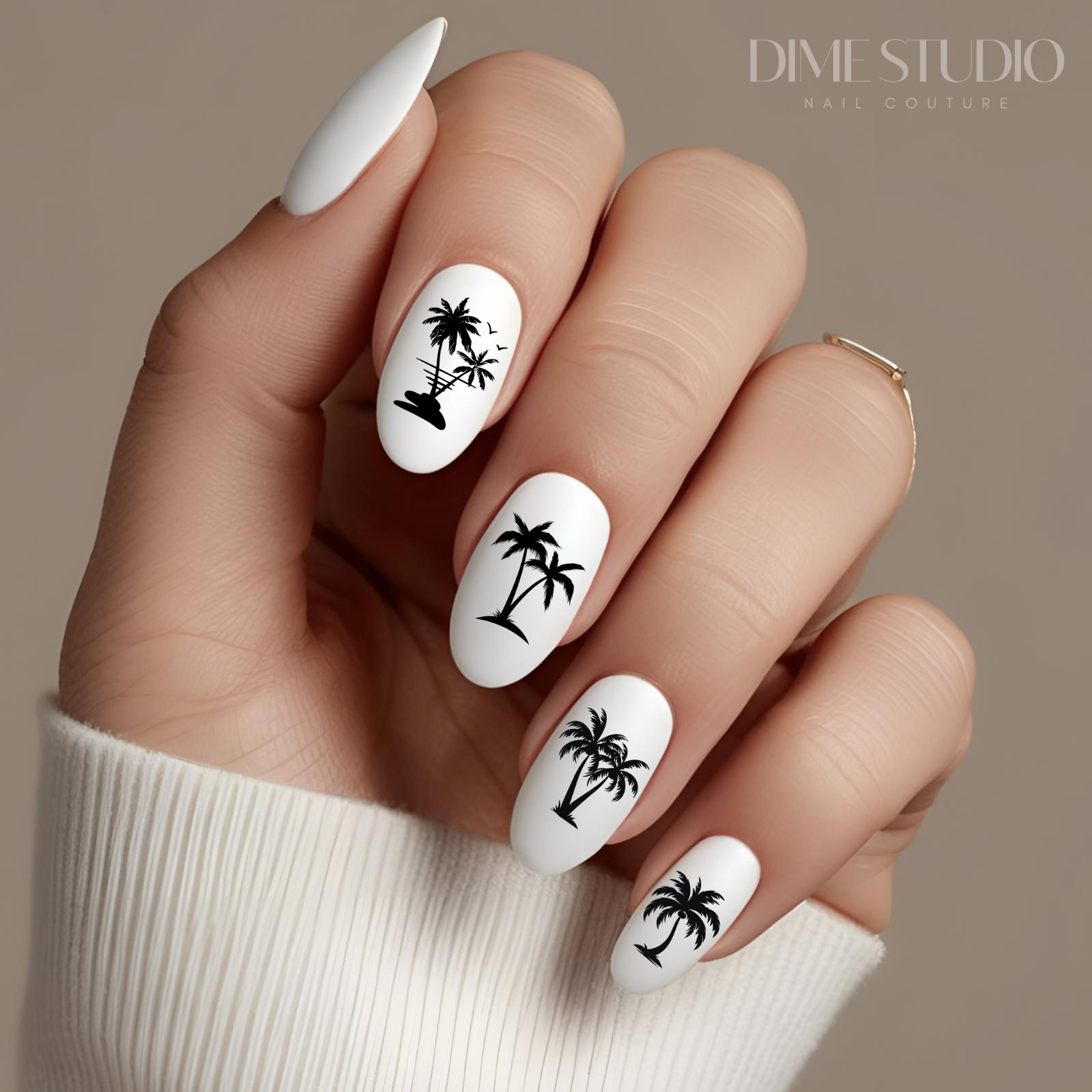 144 PC Tropical Palm Tree Nail Decals Clear Water Transfer