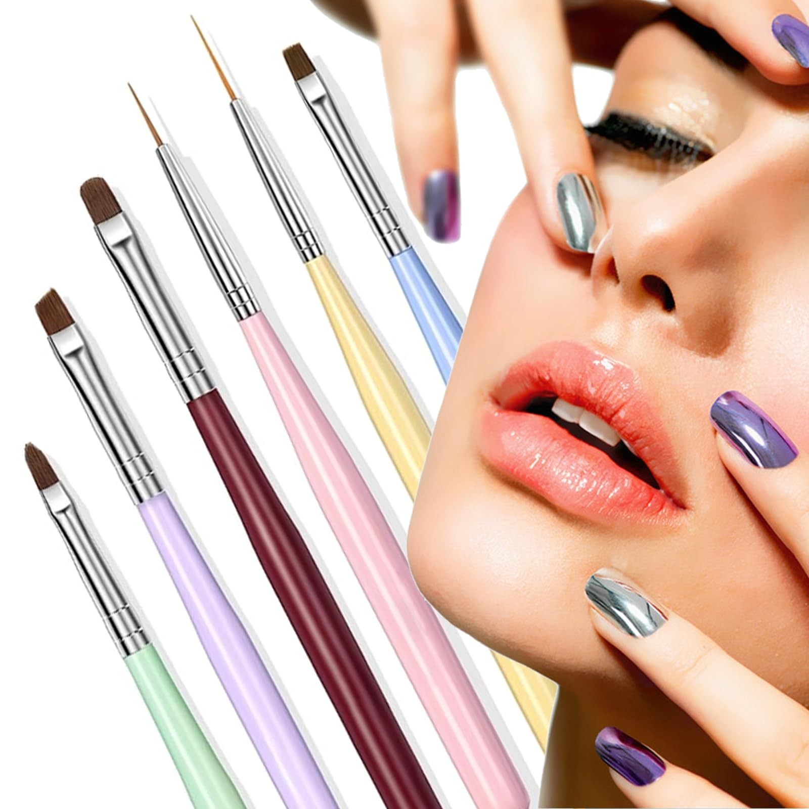 Nail Art Brushes Multi-Size Dotting Pens for DIY Art with Nail Polish Brush