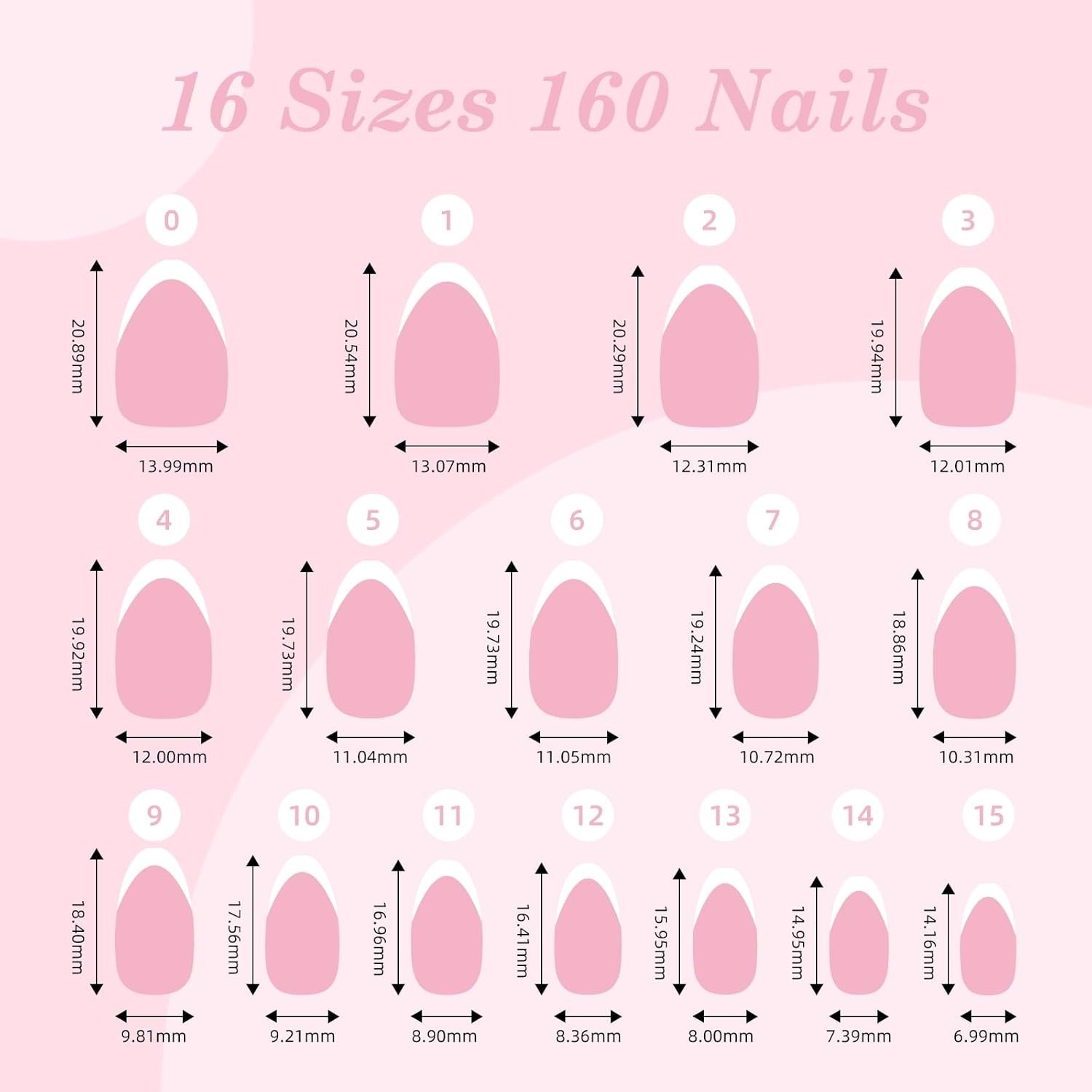 5 Styles Glossy Short Almond Press on Nails, Ombre Pink Nude Brown with White, R