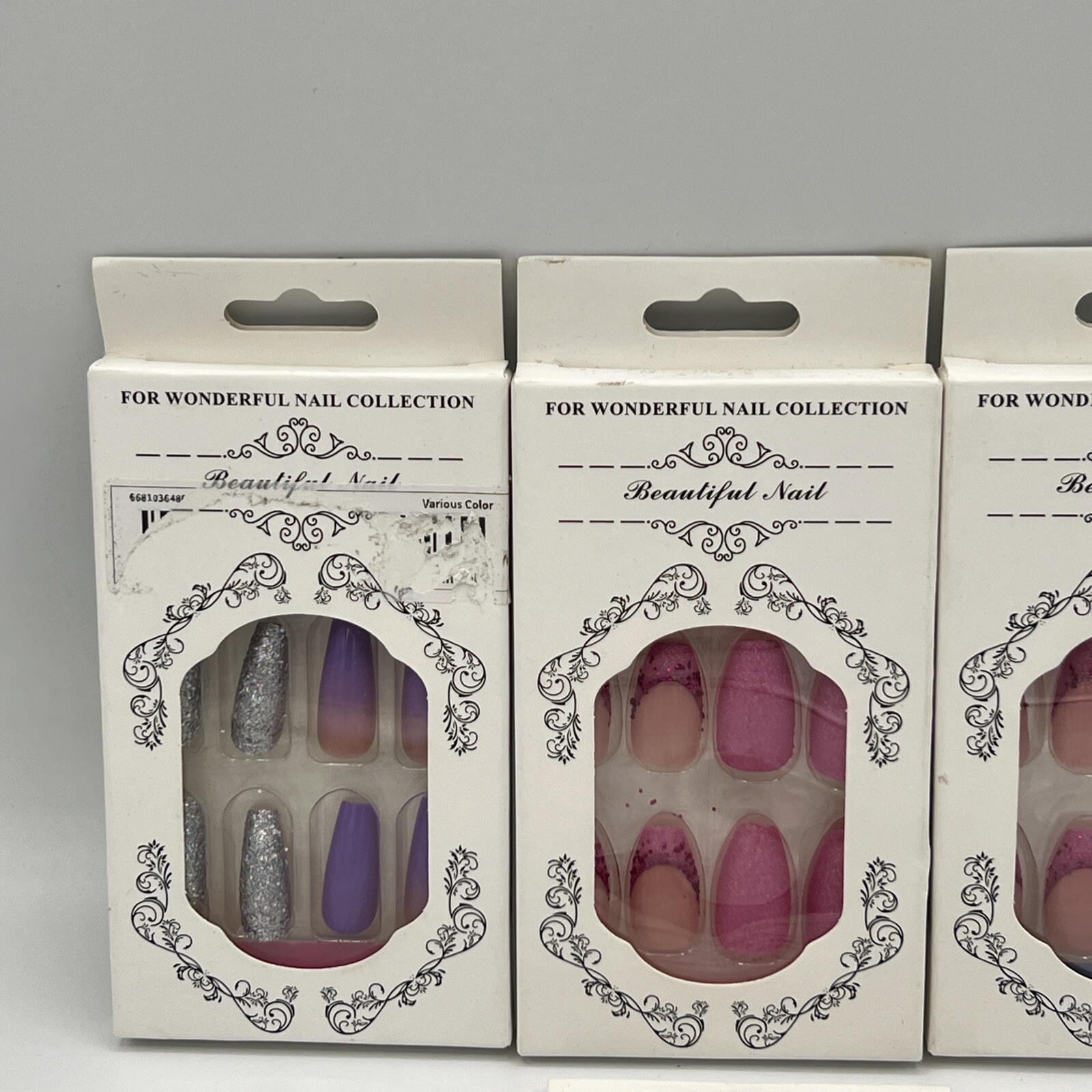 Beautiful Nail Press On Matte Nails New Lot Of 4 Coffin Round Multi Colors