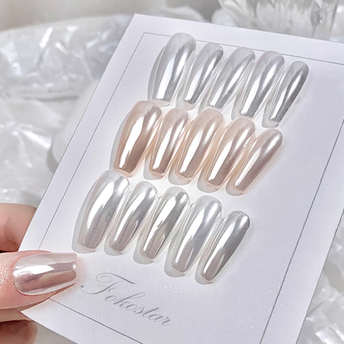 White Pearl Chrome Nail Powder 0.5g Magic Metallic Silver Super Glossy Mirror