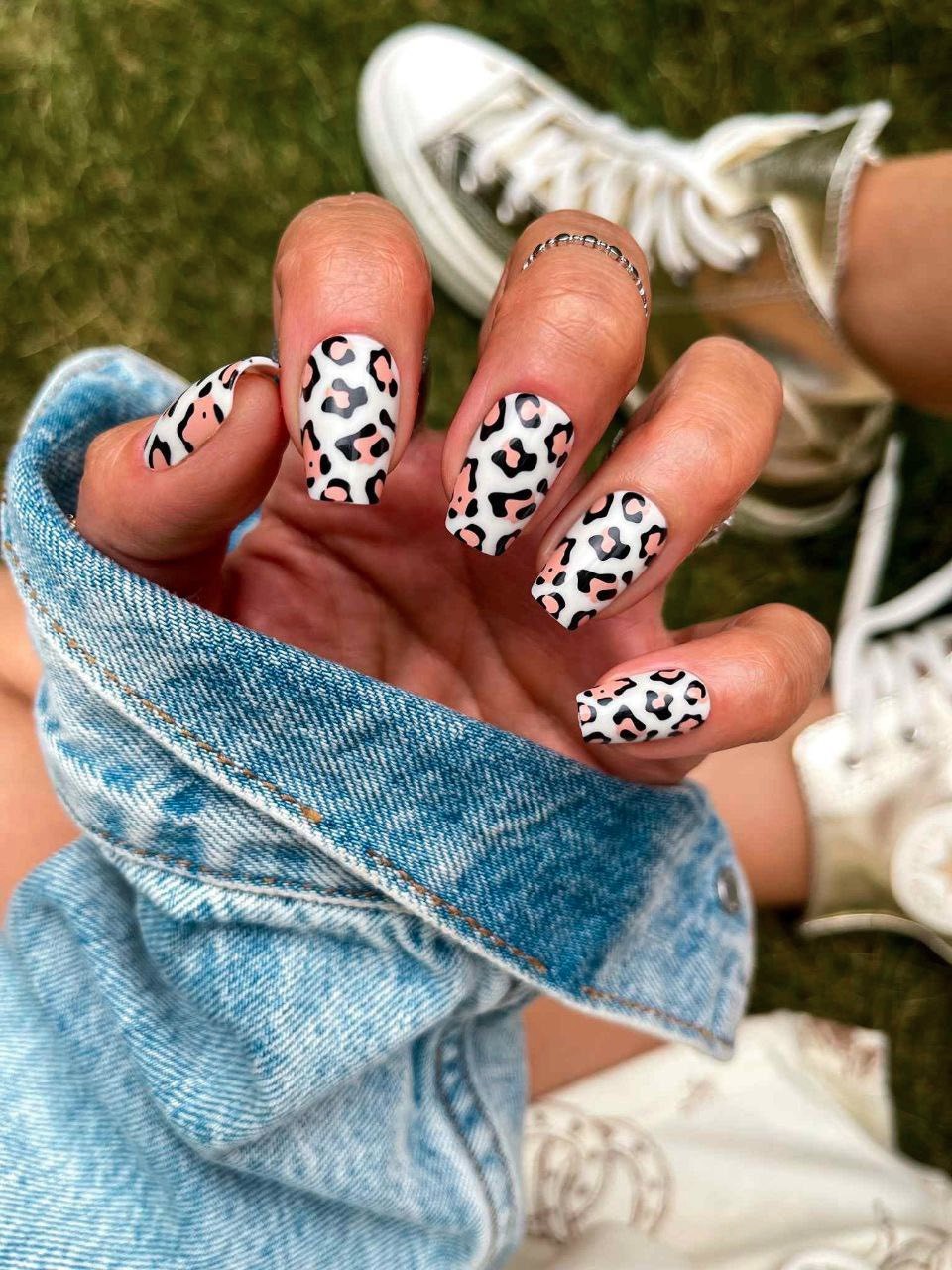 Red Aspen Press On Nails~ On the Spot, Olyana~Medium Coffin~Leopard