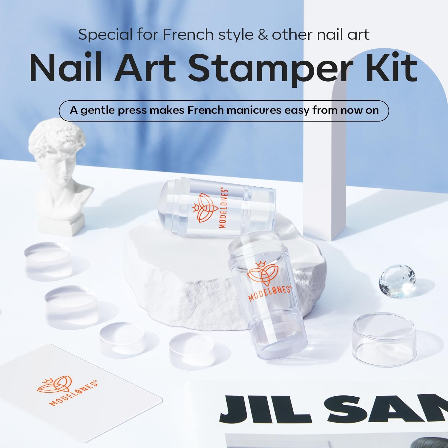 Versatile 6-Pc French Nail Stamper Kit: Perfect for DIY Designs & Patterns