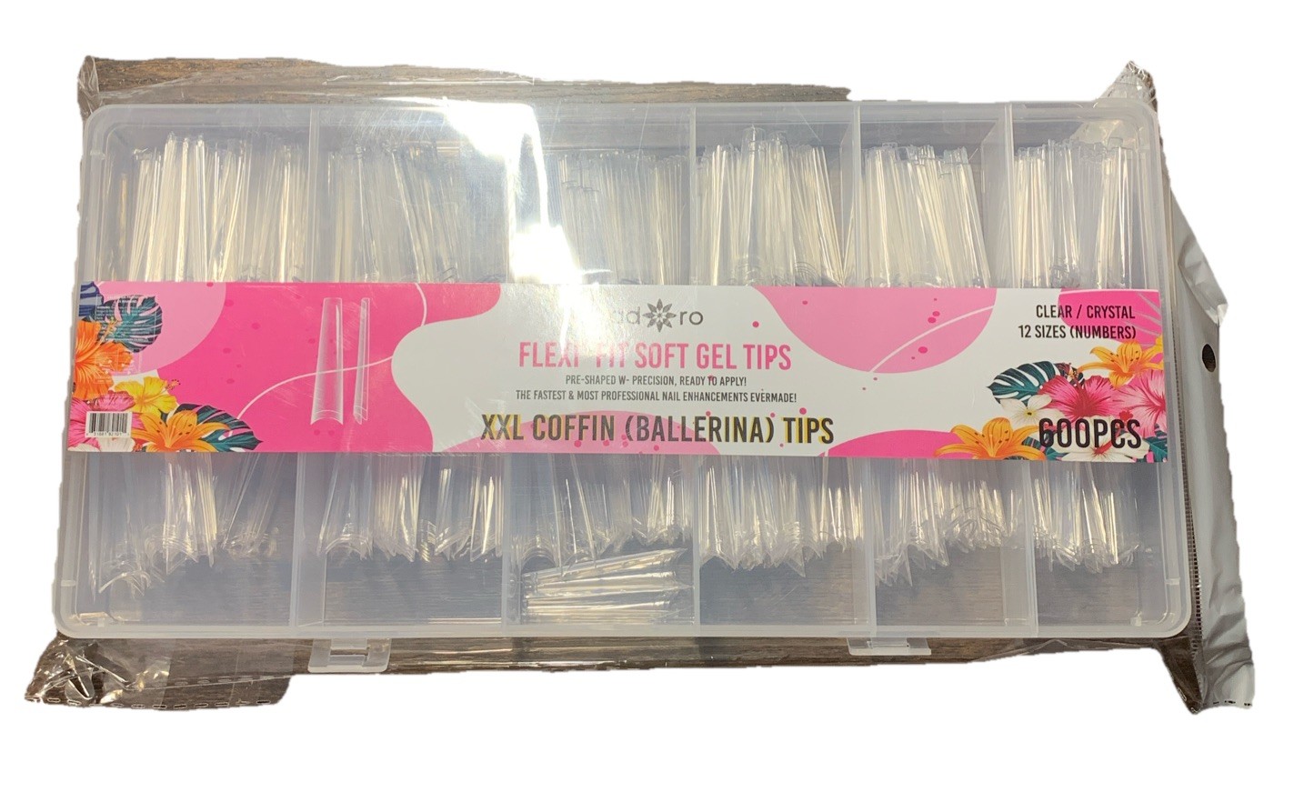 Adoro 600pcs Flexi Fit Soft Gel Tips XXL Coffin Ballerina Tip Extra Long Nails
