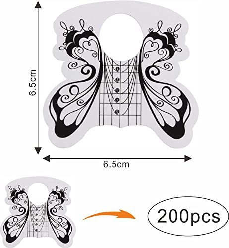 VNC 200 Pcs Nail Form Guide Acrylic Tip Extension Forms Black A-Normal Color