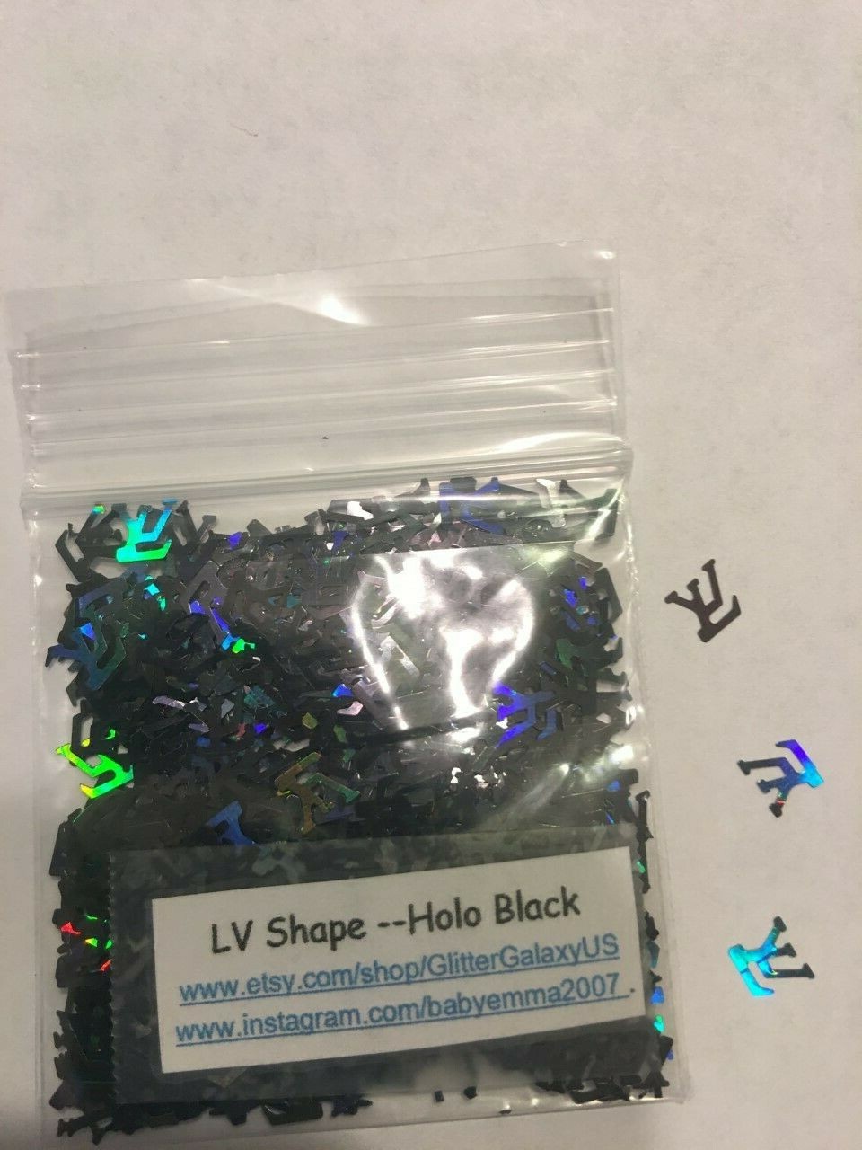 Holographic Black Glitter Nail Art Slice 2 letter alphabet confetti L US-tsp
