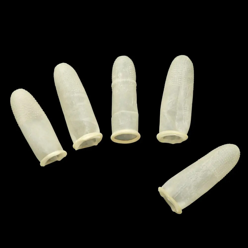 Rubber Latex Finger Cots Cover Fingertips Protector Gloves Corrosion Resistant