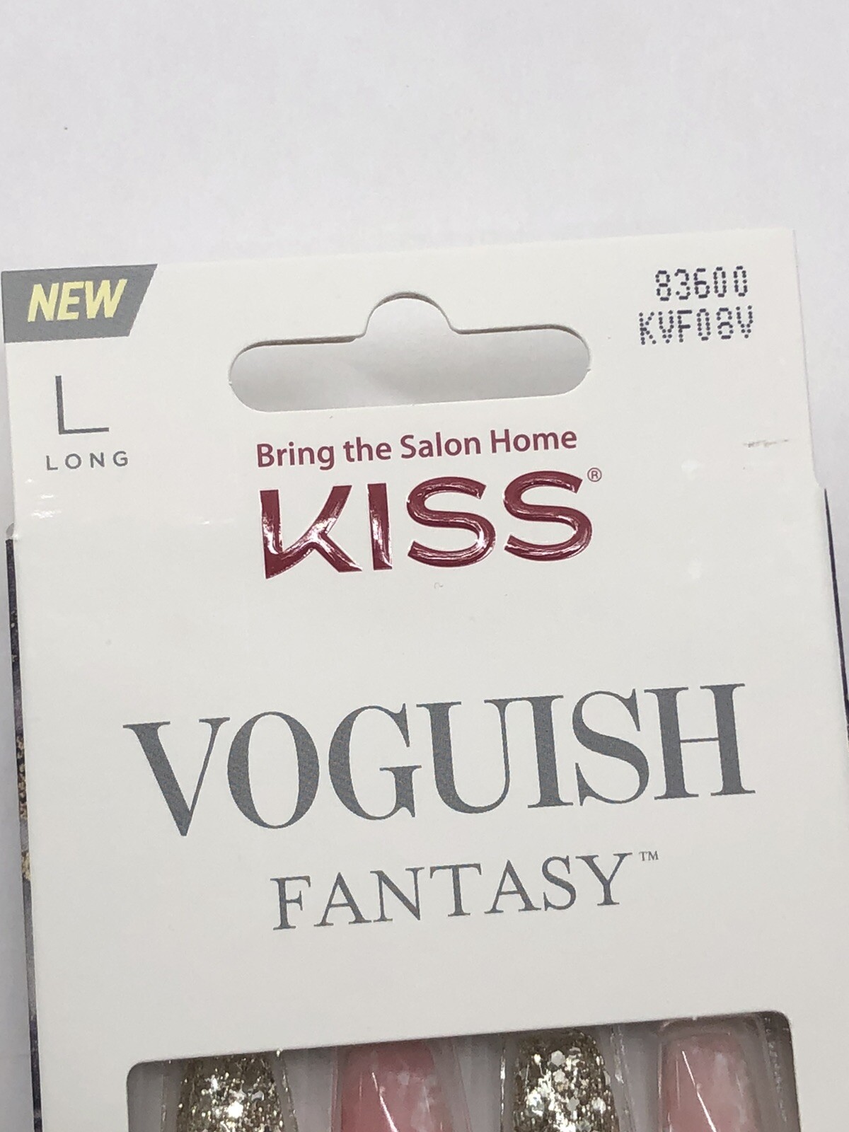 Lot of 36 Kiss Nails Voguish Fantasy Press On Long Coffin Marble Mauve Pink
