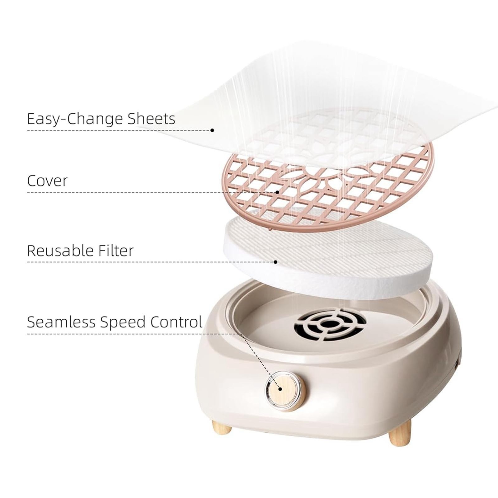 Nail Dust Collector 5000 RPM Quiet Nail Vacuum Duster Suction Collector With 1