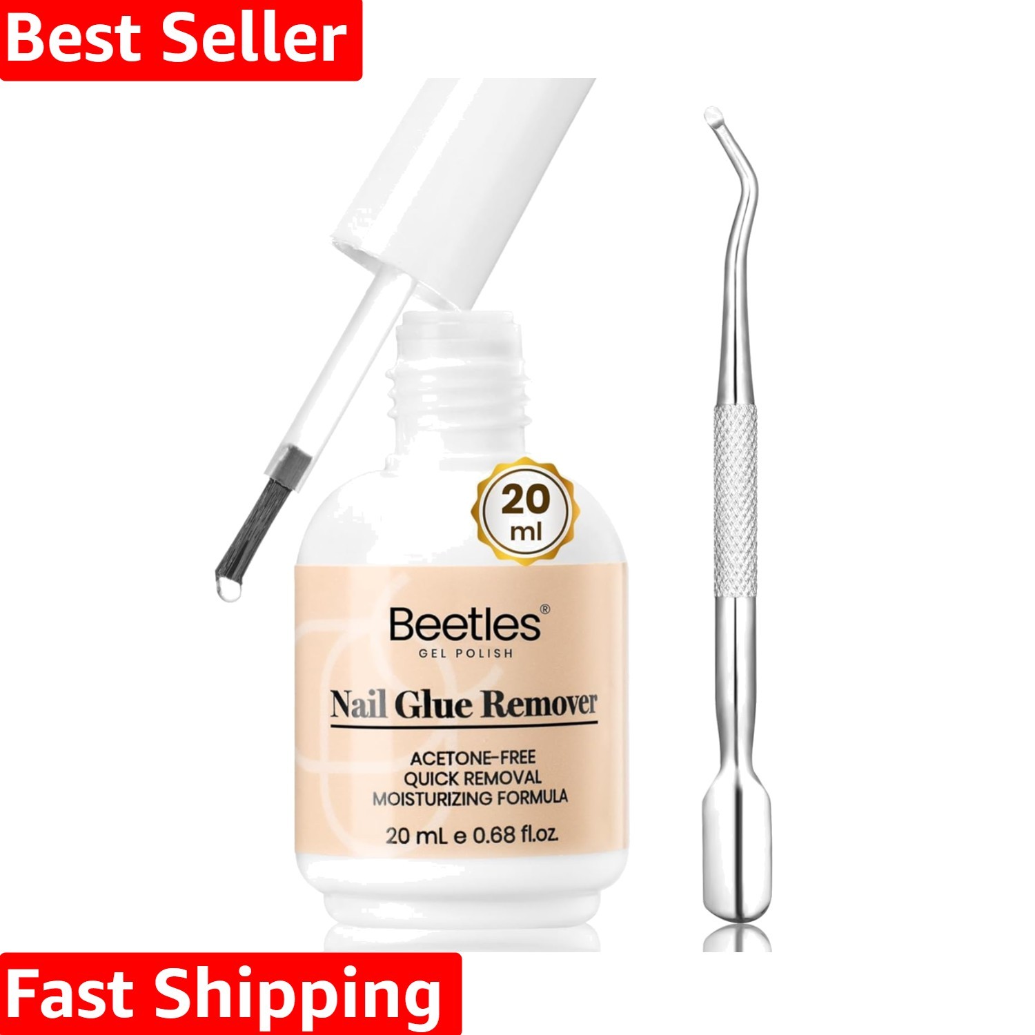 Beetles 20ml Non-Acetone Nail Glue Remover with Precision Brush & Cuticle Tool