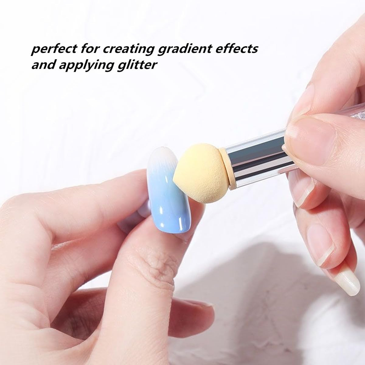 Resin Nail Art Palette & Ombre Sponge Pen, Pink or White, 4 Refill Heads