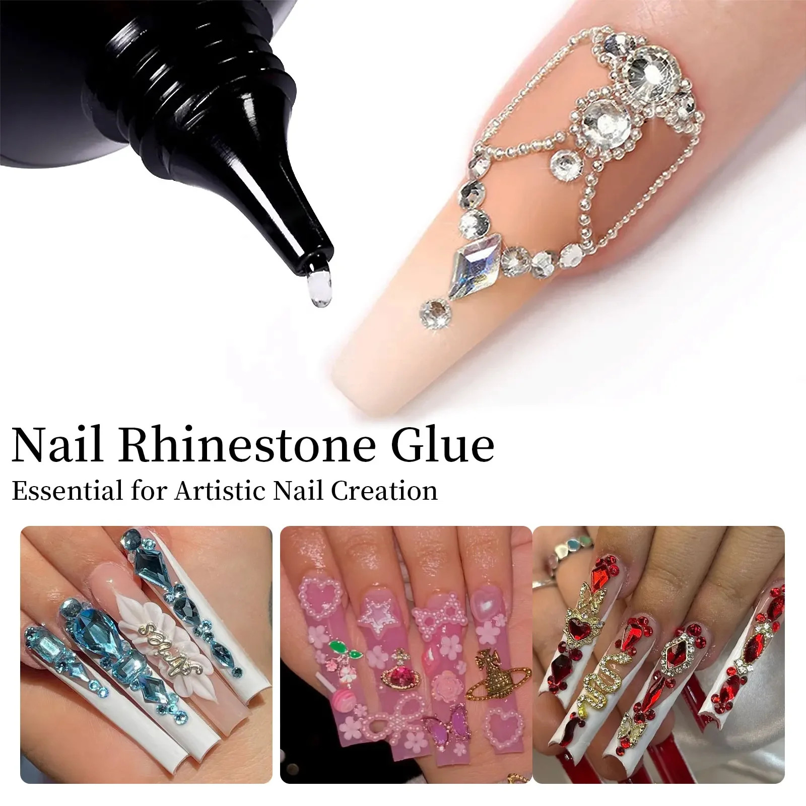30g Nail Rhinestone Glue Super Strong UV LED Gel for Charms 3D Gems Jewelry Art