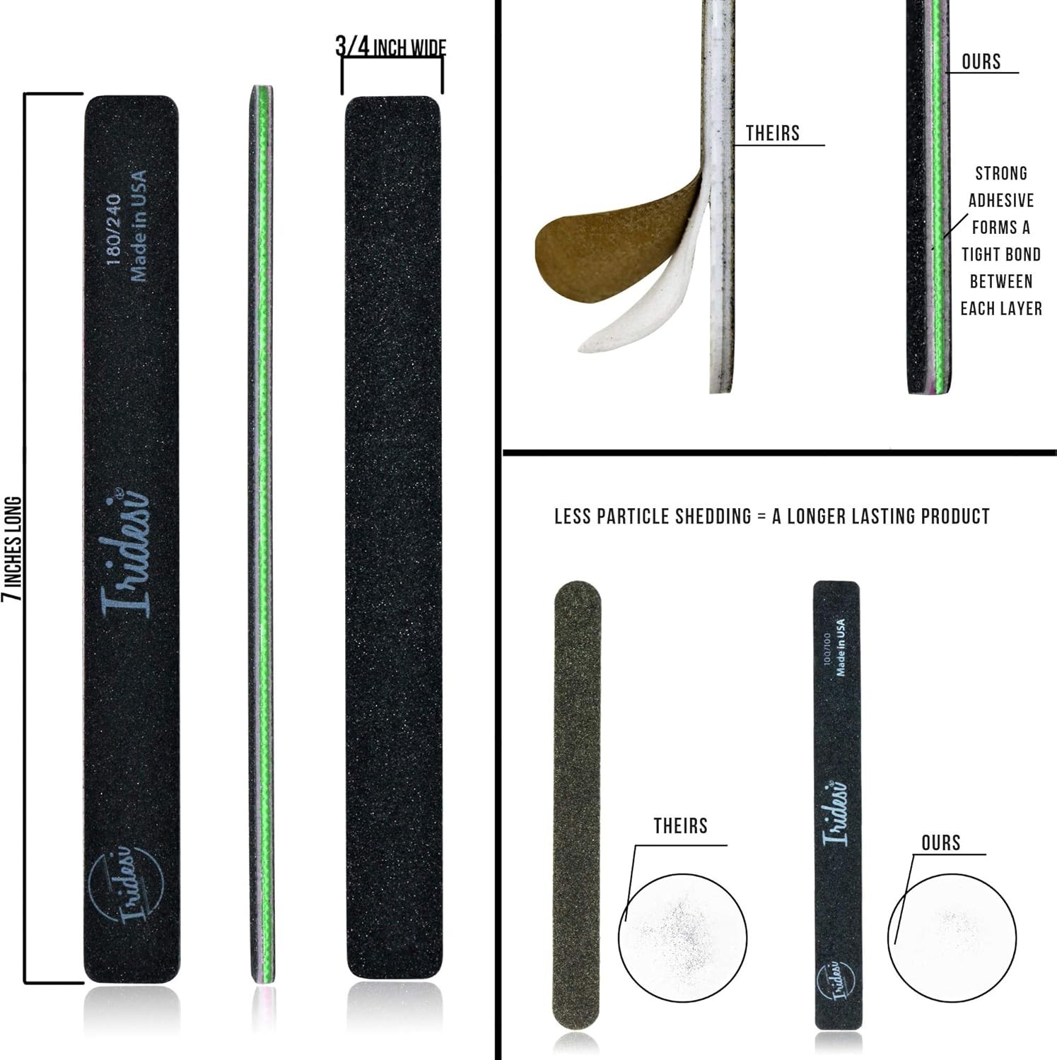 Profal Nail Files Bla Washable Emery Boards 7 Inches Long Square