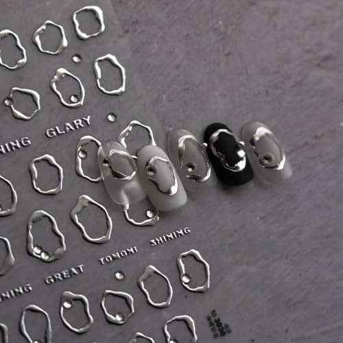 Silver Gold Nail Art Stickers Decals 5D Embossed Nail Decals for Nail Style-a
