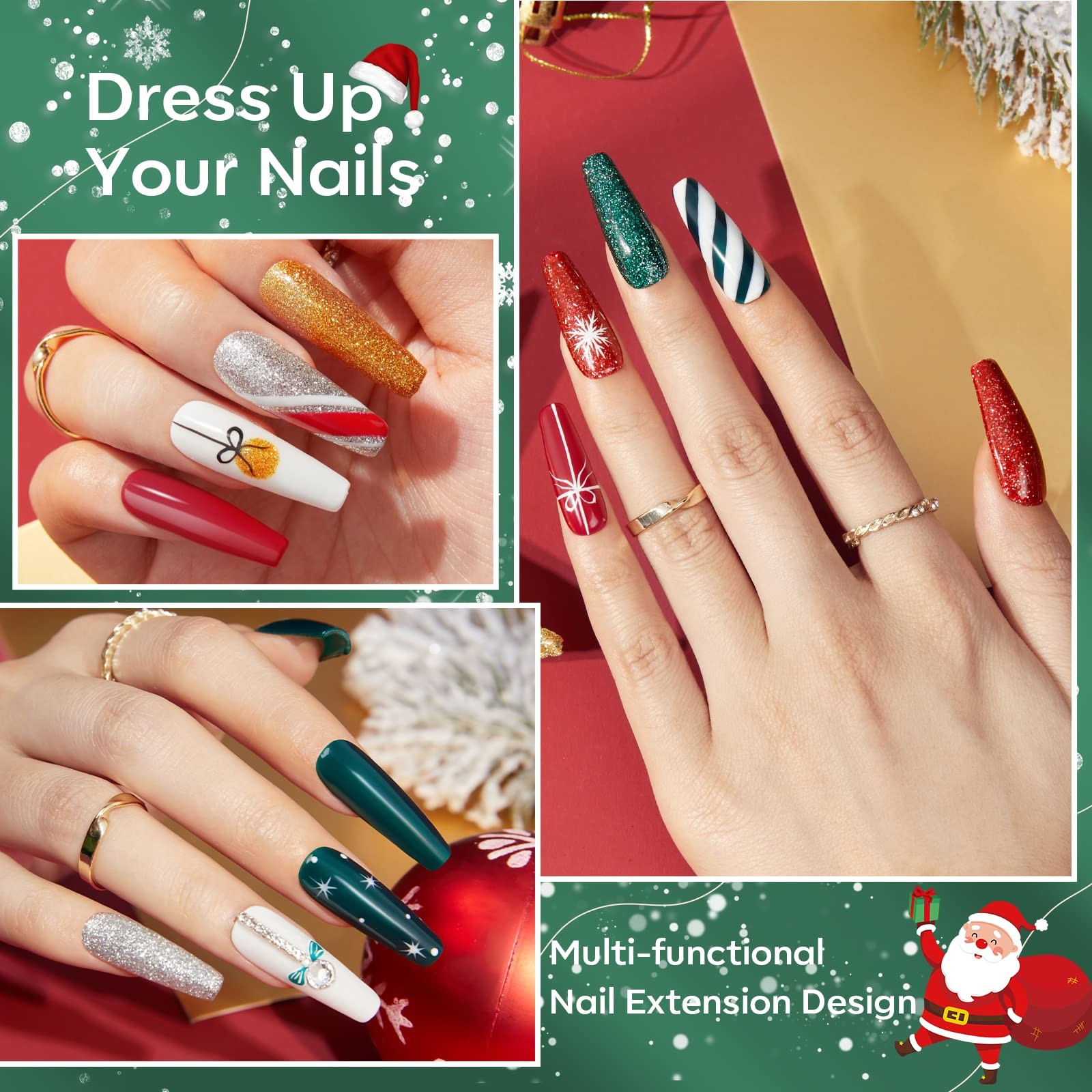 Christmas Colors Acrylic Powder Kit – 6 Colors Golden Glitter Yellow Green Da…