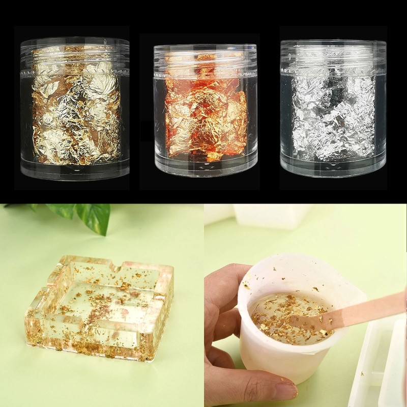 Dazzling Golden Flakes Glitter Leaf Sheets for Projects and Artistic Creation