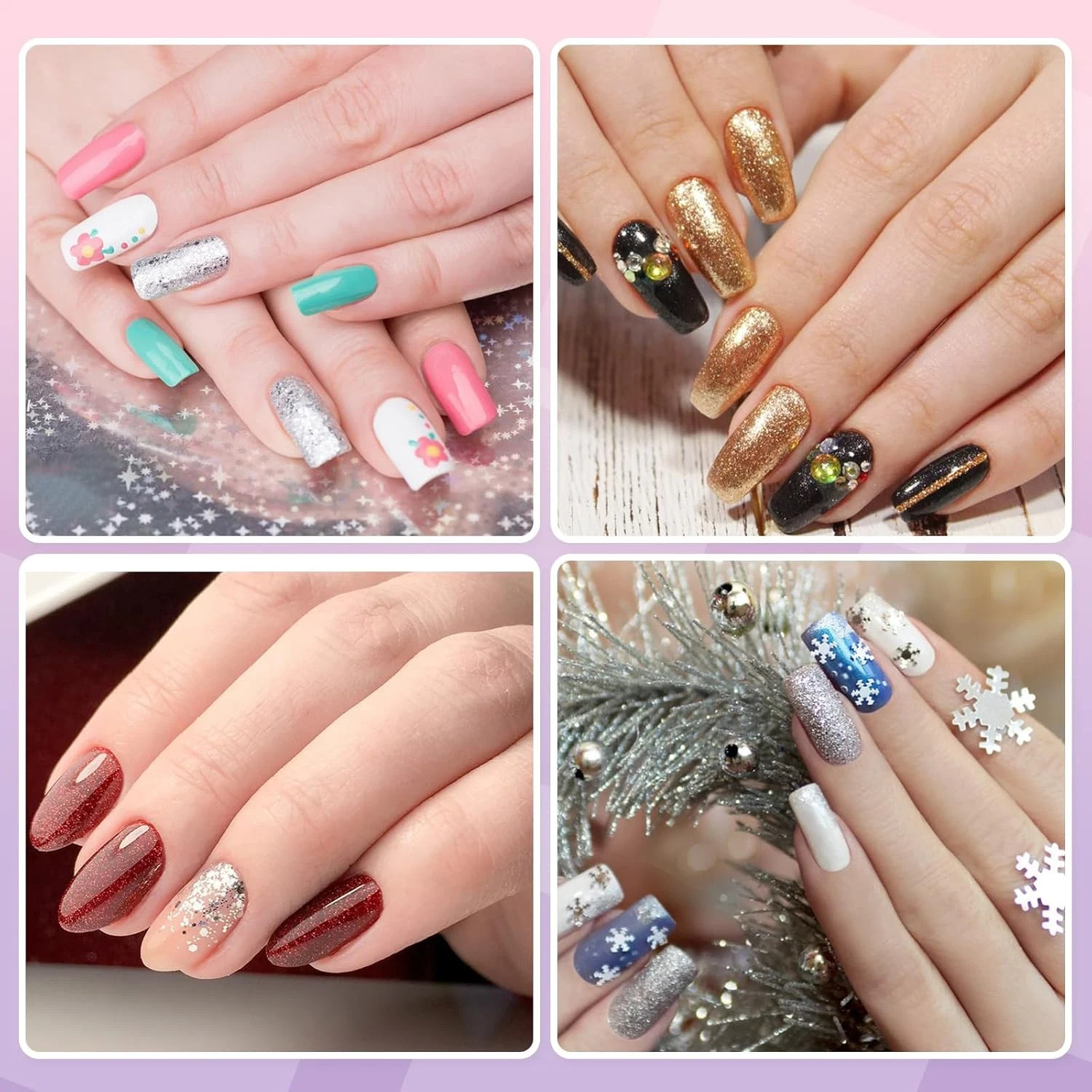 Acrylic Nail Kit for Beginners with Everything Professional, 12 Glitter Powder N