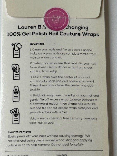 lauren b. Nail Couture Wraps Gel Manicure Soft Pink Gel Nail Wrap Free Ship