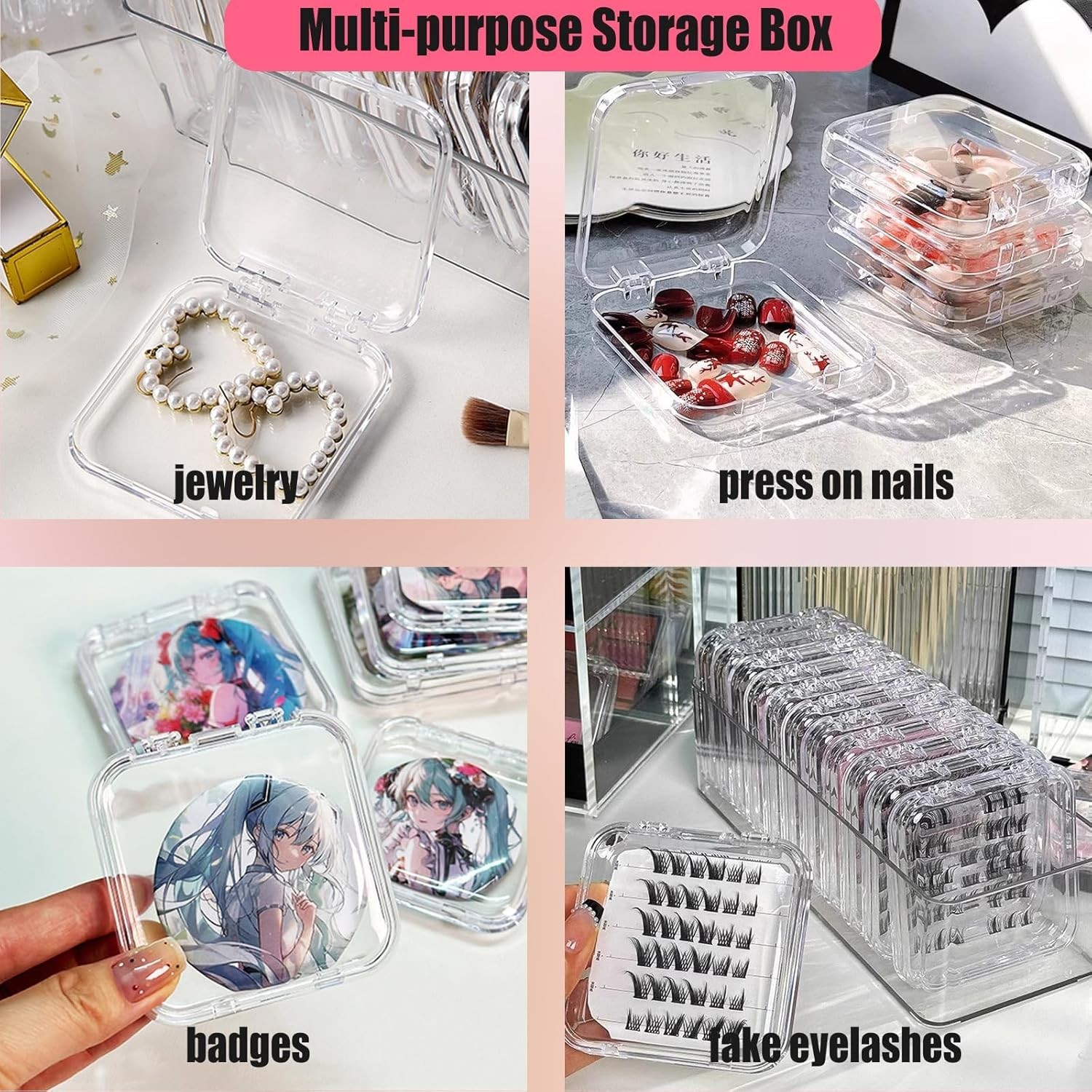 12Pcs Press on Nail Packaging Boxes, Clear False Nail Container Organizer | N…