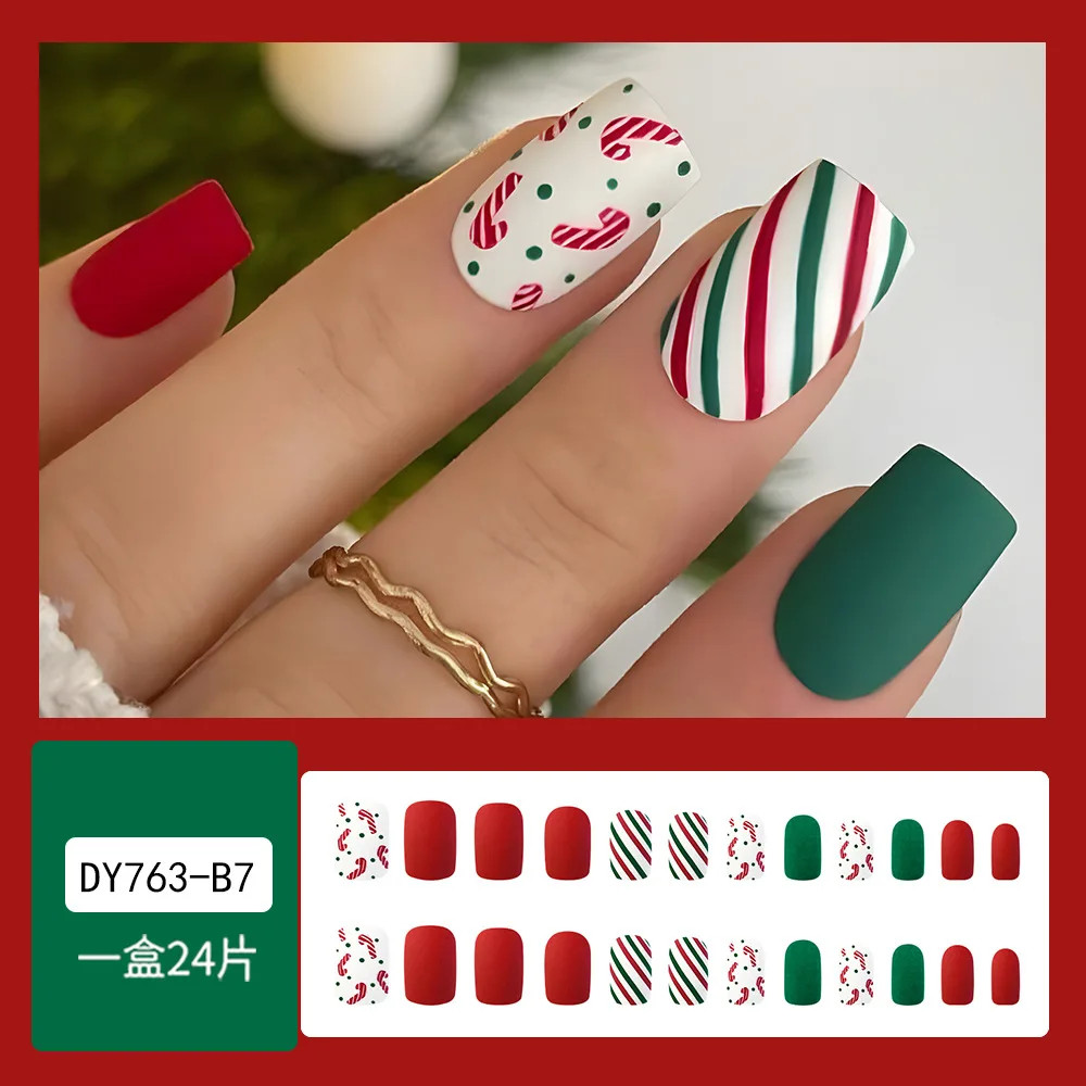 2026 Christmas Red Snow Deer Long Press On Nails