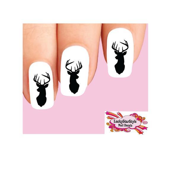Waterslide Nail Decals Set of 20 – Deer Buck Silhouette