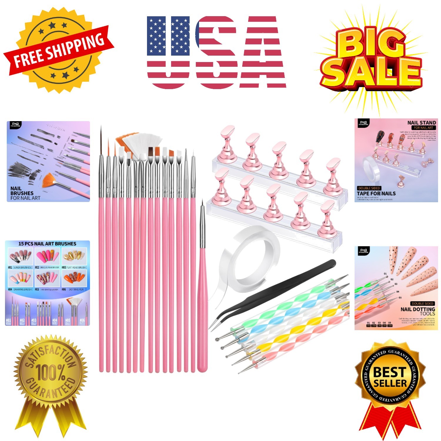 Nail Art Tools, Nail Brush, 15 PCS Nail Art Brushes, 5 PCS Nail Dotting Tool,…