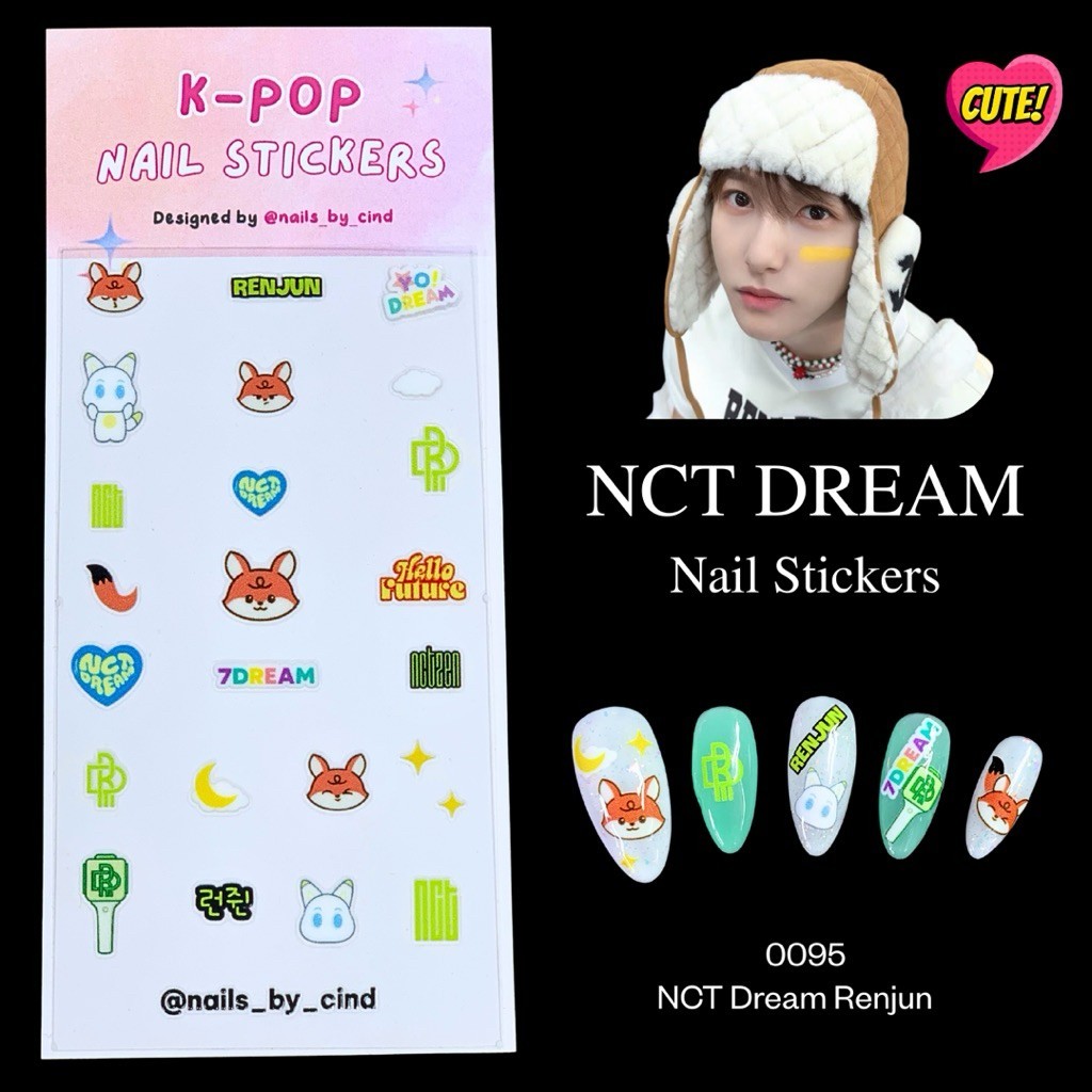 NCT DREAM KPOP NAIL STICKER FAN MADE KOREA MARK RENJUN HAECHAN CHENLE I Z10